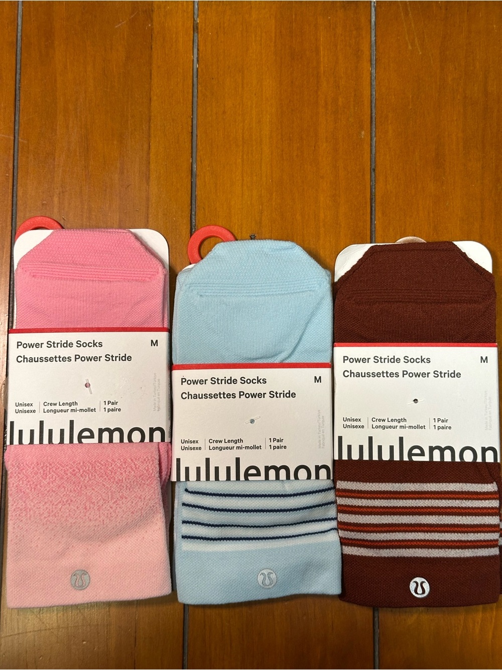 Lululemon athletica Power Stride Crew Socks - Bundle (Pink, Light Blue, Maroon)